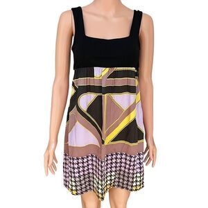 Alice & Trixie Mini Dress Multi geometric print 100% Silk SZ XS NWT
